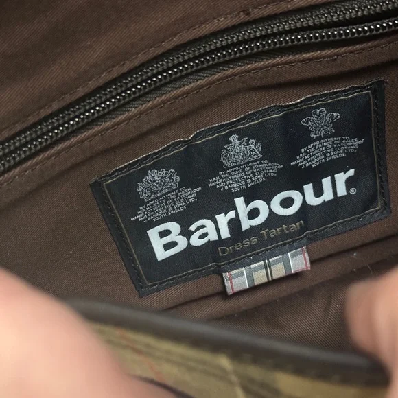 Barbour Tartan Cotton & Leather Crossbody Bag w/ Adjustable Strap - Picture 2 of 5